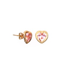 BROQUEL ORO 10K BISEL CORAZON 8X8 DIAM ROSA MEX.